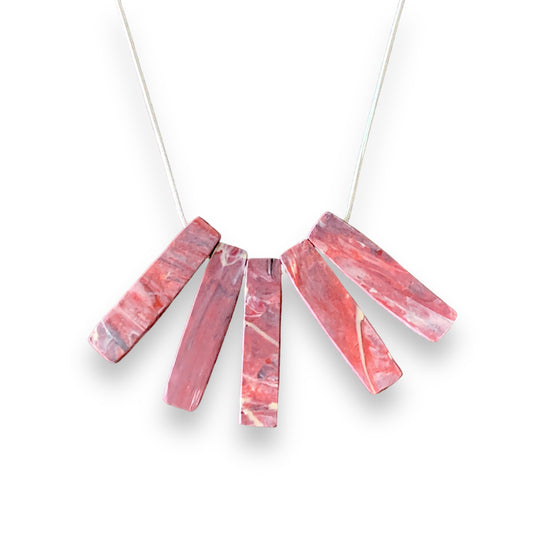 perfect gift handmade red necklace recycled plastic silver chain 