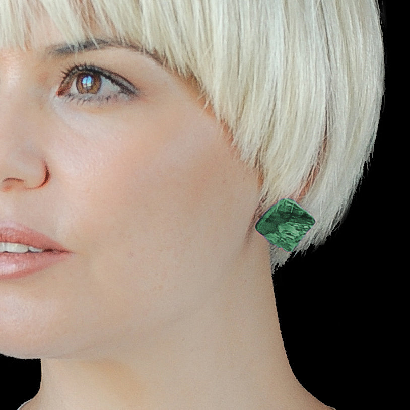 Handmade Green Studs Sustainable Recycled Plastic Green Gift for mum ecofriendly
