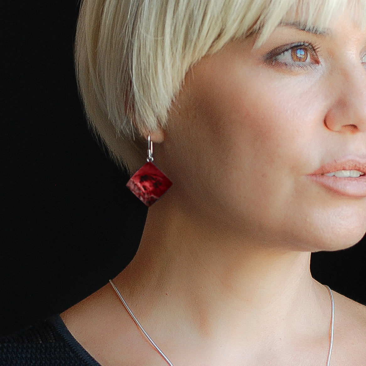 Recycled Bottle tops dangle earrings drops red eco friendly
