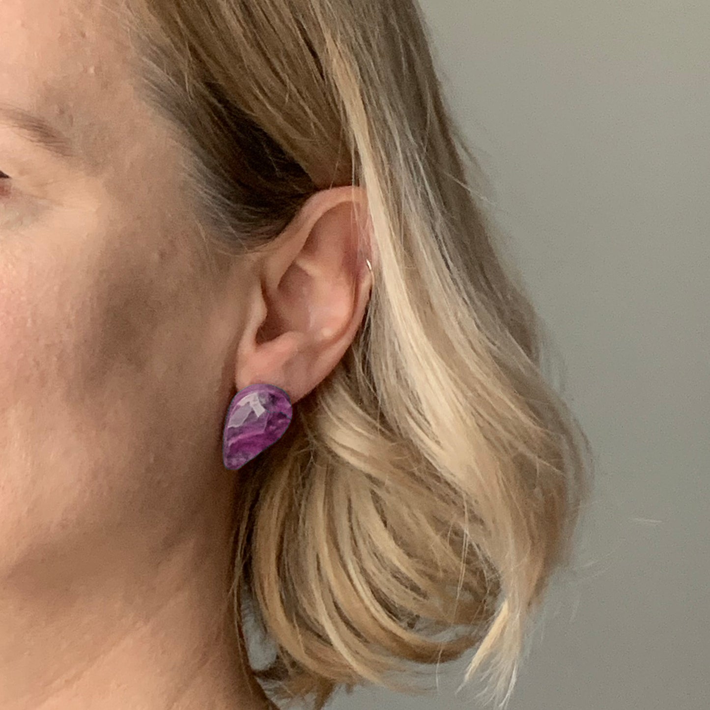 Handmade Artesian Sustainable earrings pink purple studs eco gift for her 