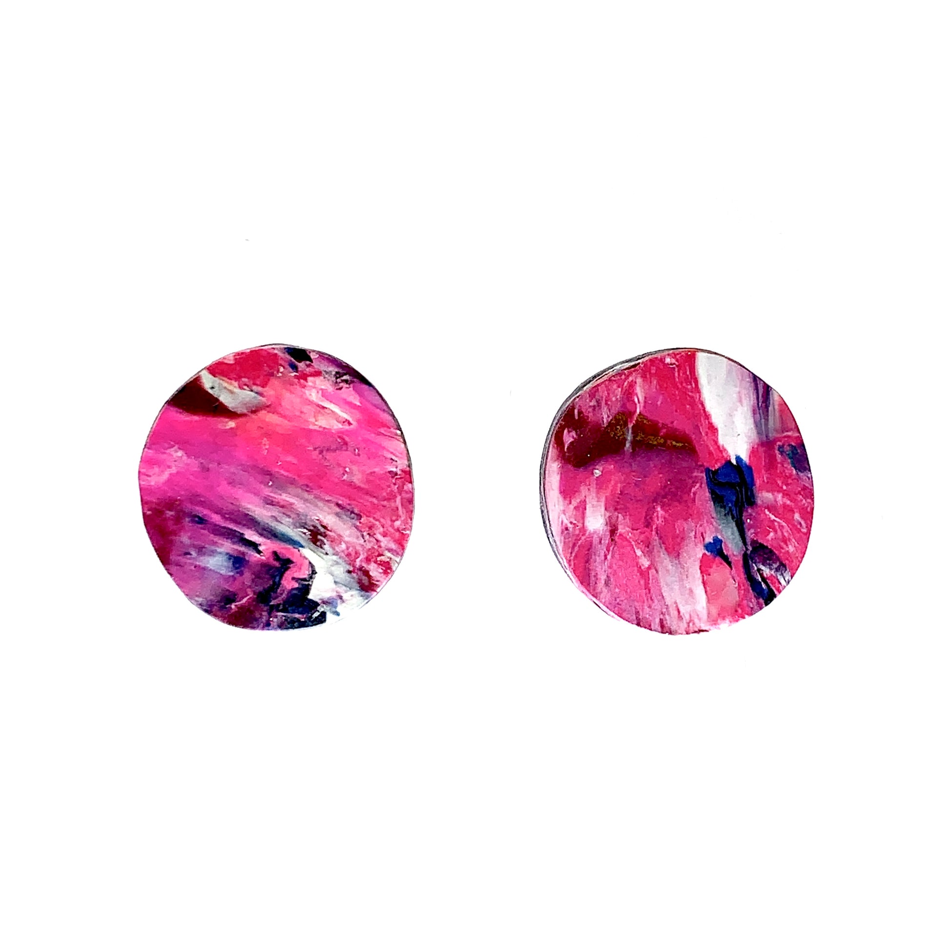 Round Circle Studs Handmade from bottle tops sustainable fashion eco friendly gift for her