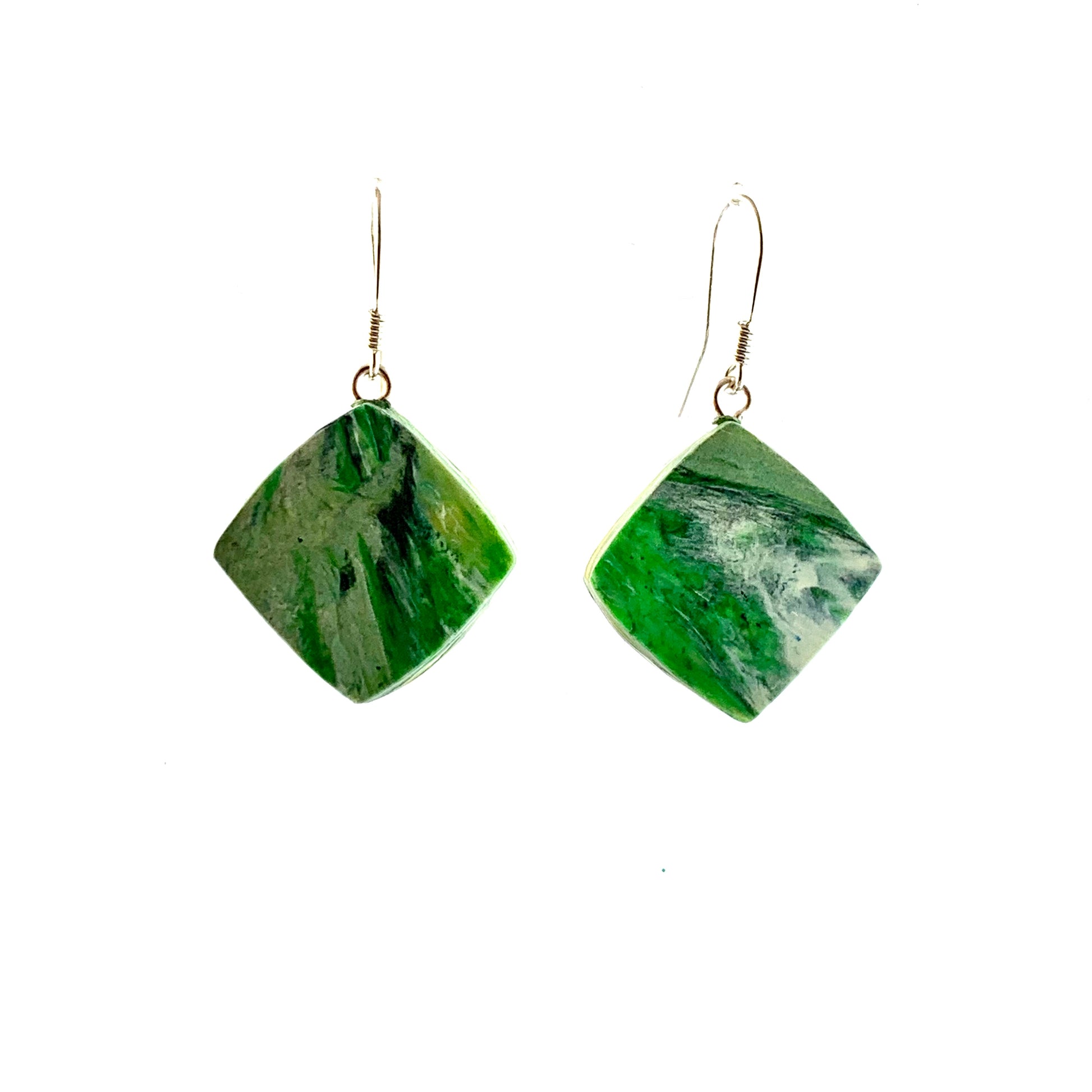 Dangle earrings made of recycled plastic