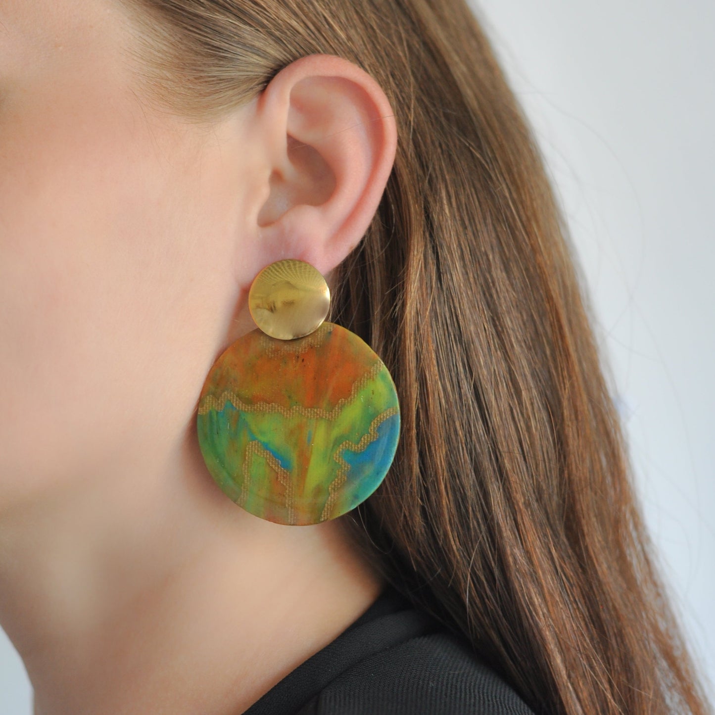 Handmade Earrings Studs recycled Plastic Bottle Tops Sustainable Accessories Ethically Made in London Colourful 