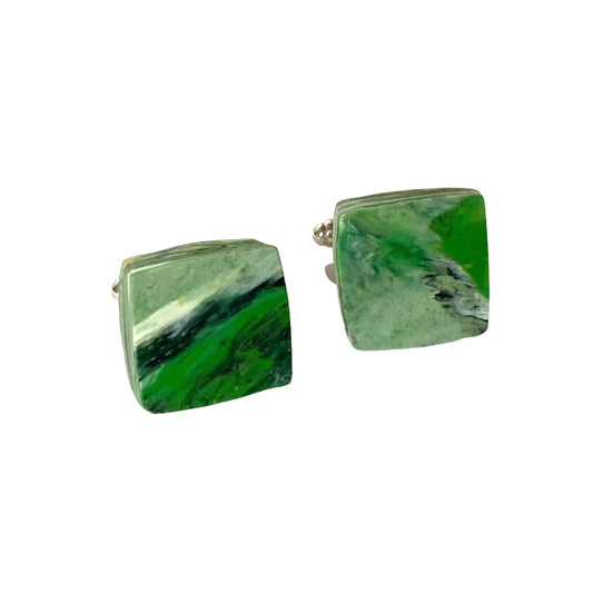 Unique Handmade Square Green Cufflinks with brass findings eco frendly