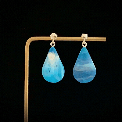 Sustainable Handmade Blue Earrings Sterling Silver Teardrop Studs 
