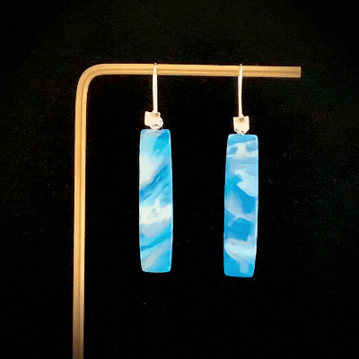 Blue Sterling Silver Eco friendly Dangle Earrings Jewellery Handmade Gift for her