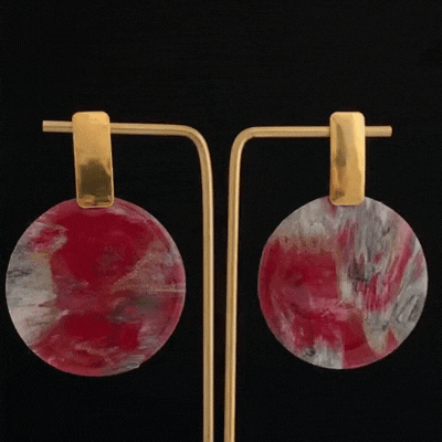 Artesian Handmade Sustainable Ethically made jewellery Gold red statement earrings studs gift for her