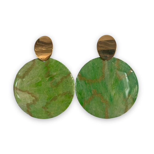 Statement Round Studs Morning Grass