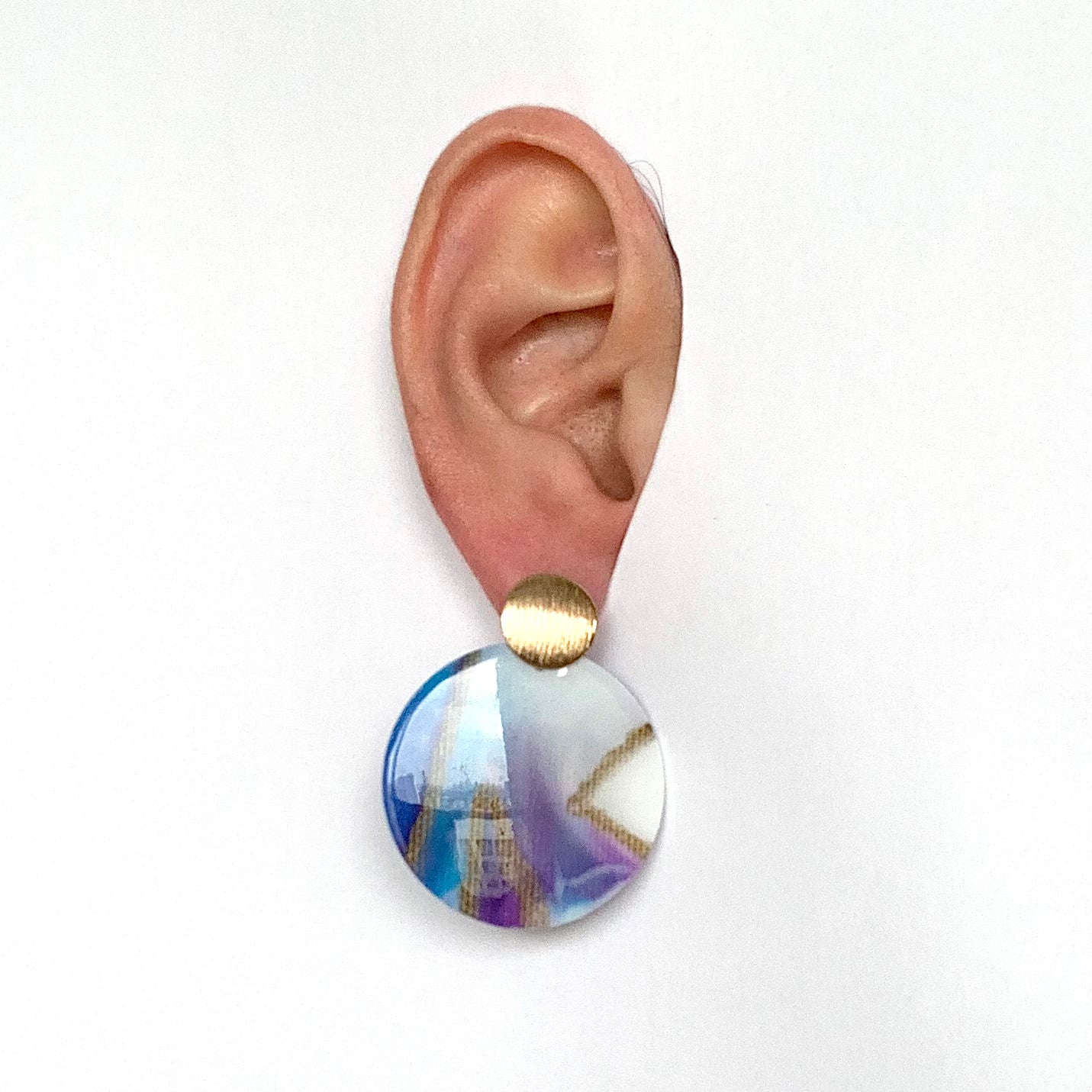 cherry blossom recycled plastic bottle tops earrings handmade eco jewellery
