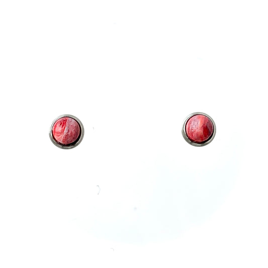 Small red studs handmade stainless steel 