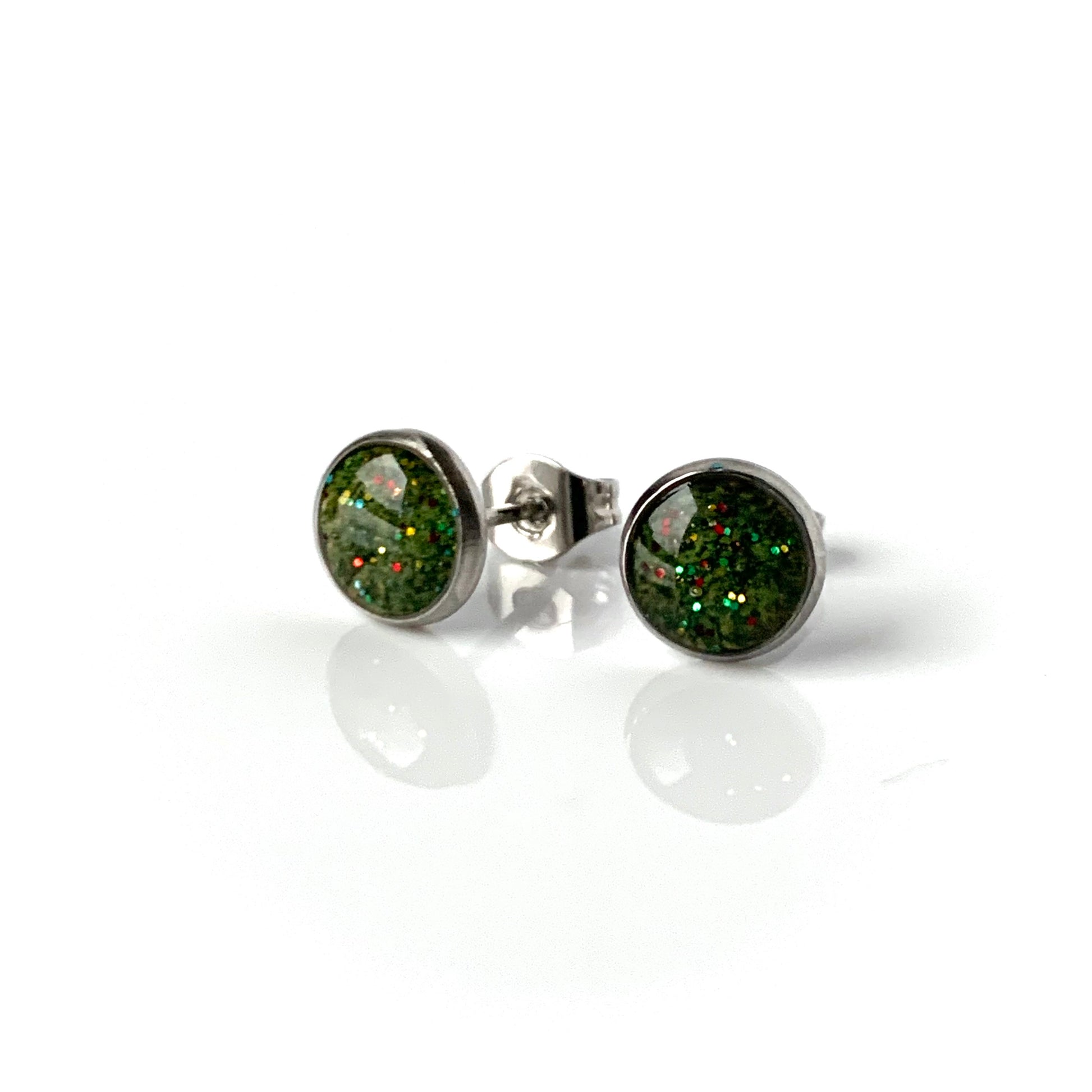 6mm Round Studs made from Painted Wine Cork Recycled materials jewellery earrings studs handmade in London by Jagoda Jay Sudak Keshani eco gift for her him