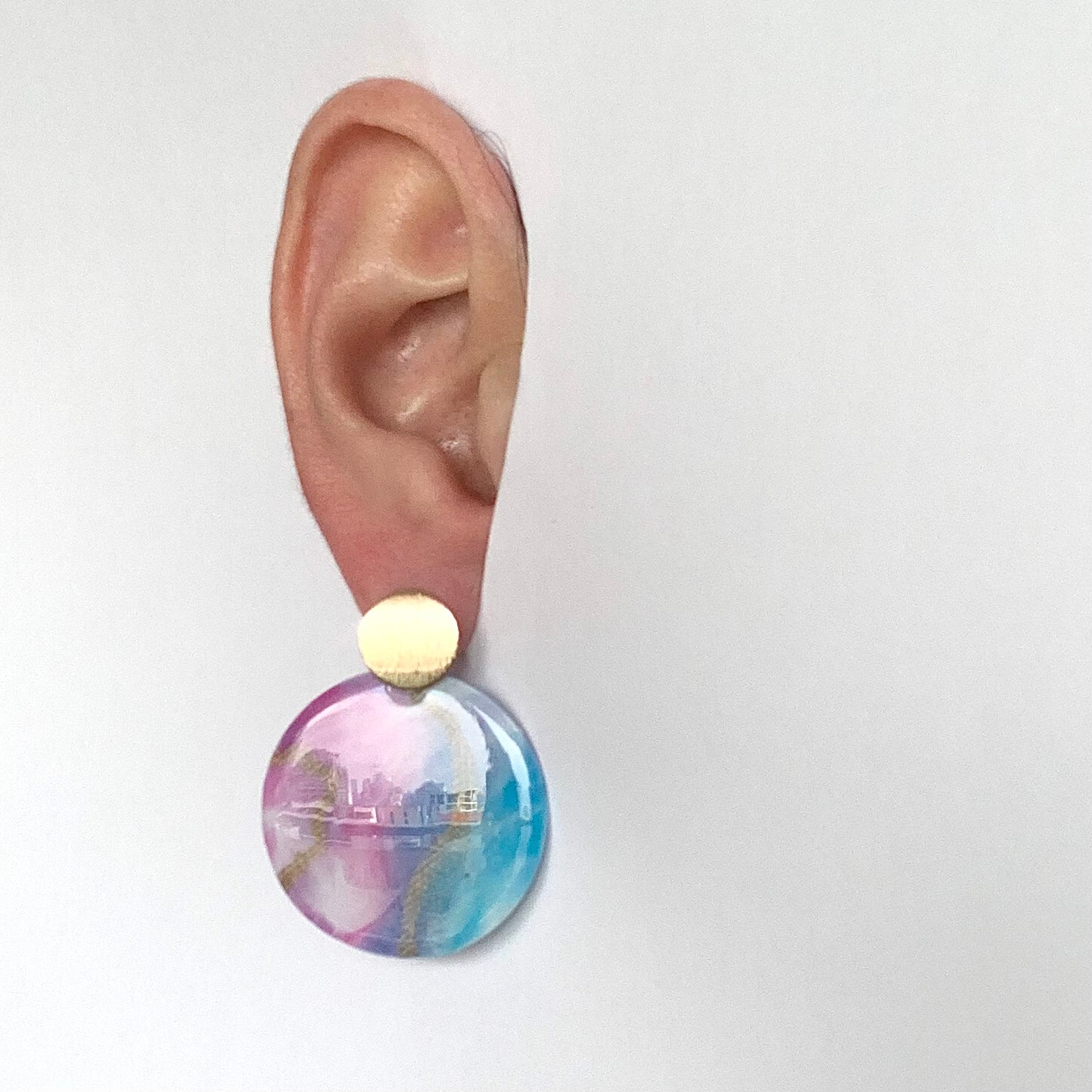cherry blossom recycled plastic bottle tops earrings handmade eco jewellery