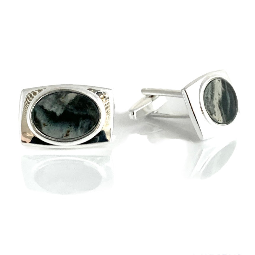 Silver Plated Cuff links Mountain Rock