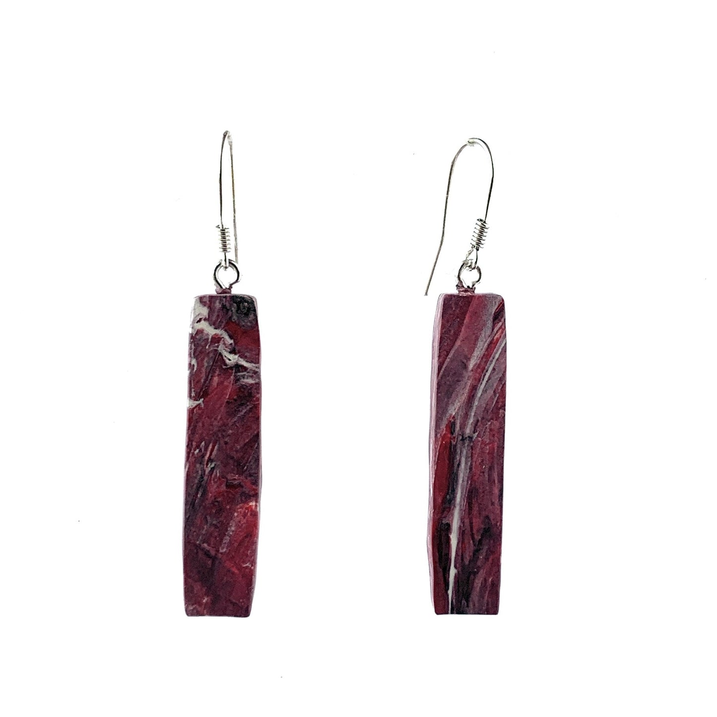 Red recycled plastic dangles bar rectangle handmade