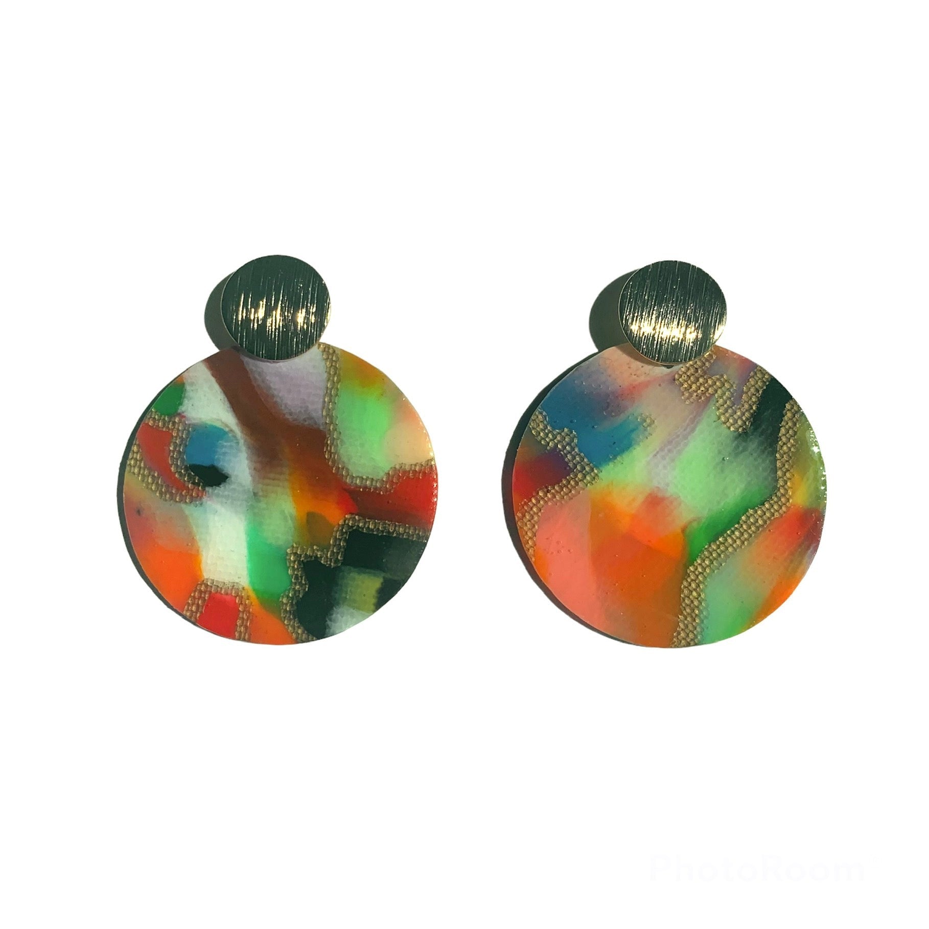 Sustainable Handmade Earrings Artesian Colourful Studs Recycled plastic eco friendly gift for her