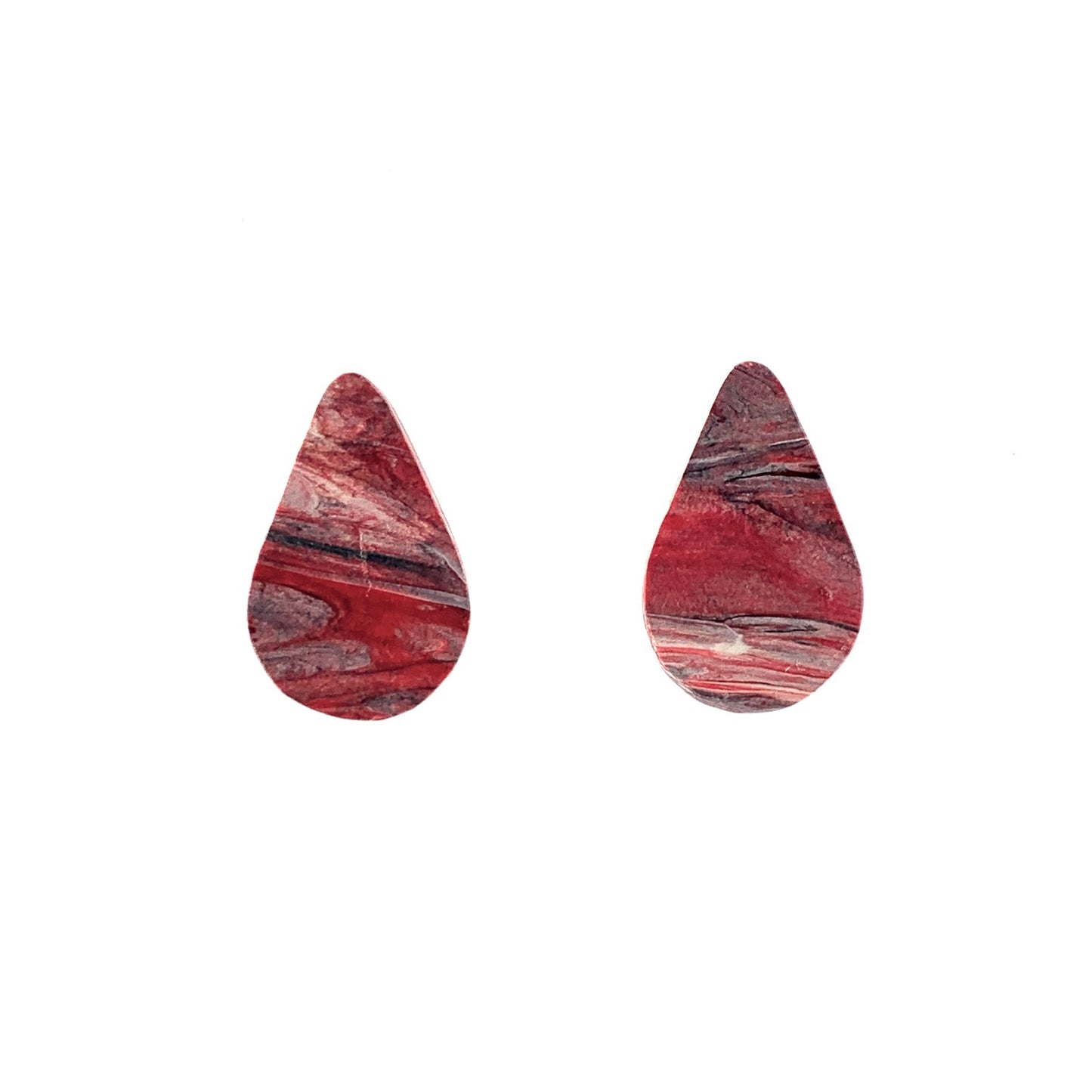 Red Teardrops Studs Sustainable jewellery handmade
