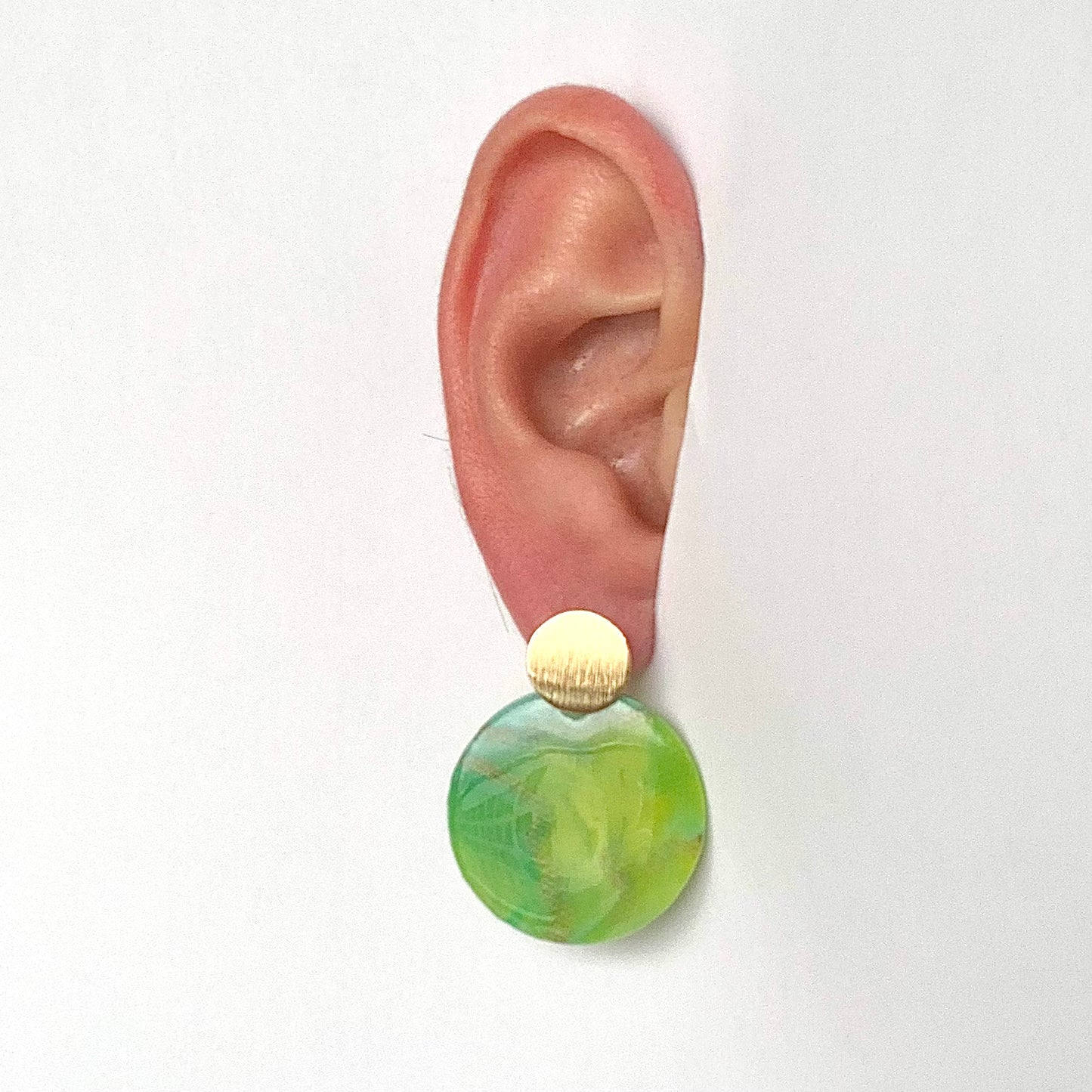 Recycled plastic bottle tops earrings handmade in London artesian quirky