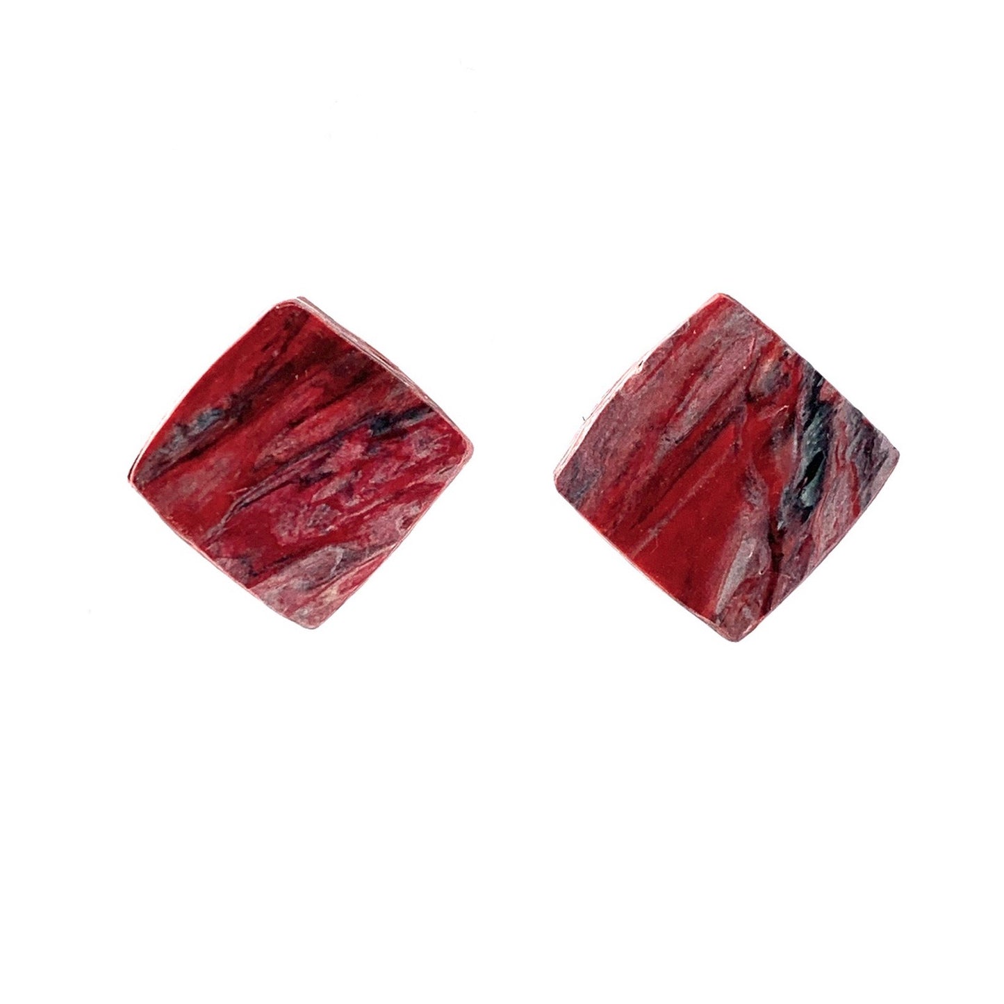 Eco friendly Sustainable jewellery red square studs handmade ethical gift for her