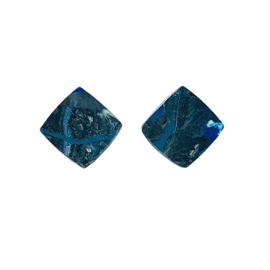 Square Handmade Studs from recycled bottle tops sustainable jewellery dark blue