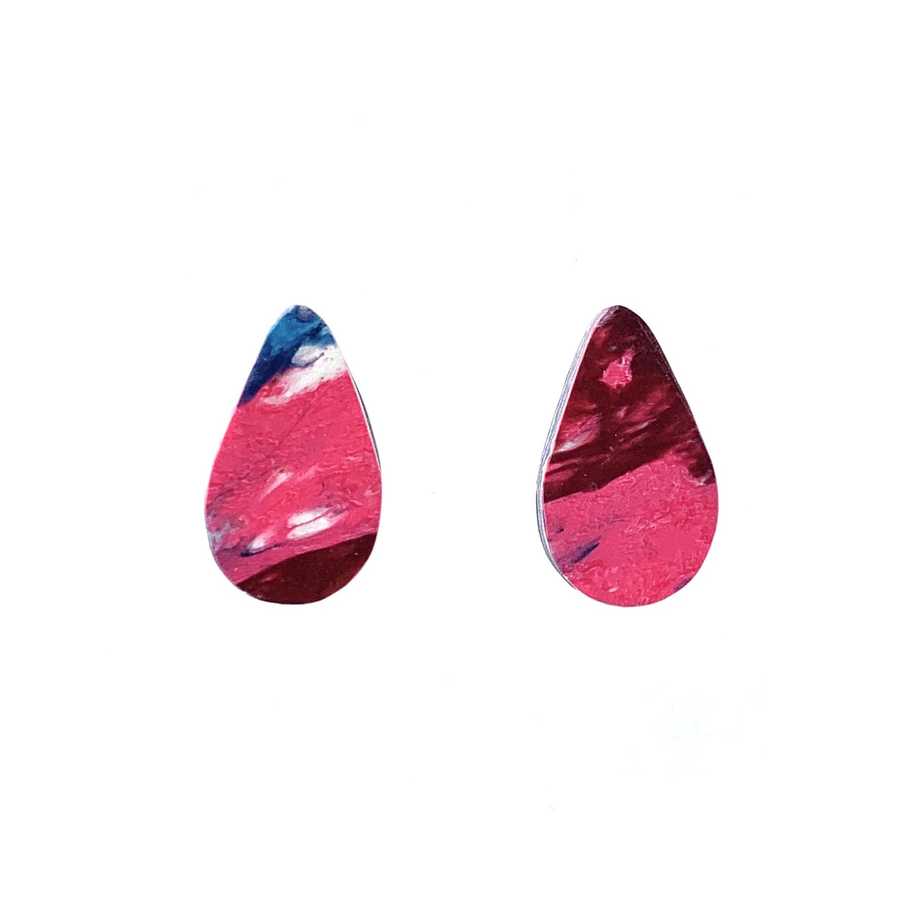Pink teardrop earrings handmade in the UK sustainable eco friendly gift for her