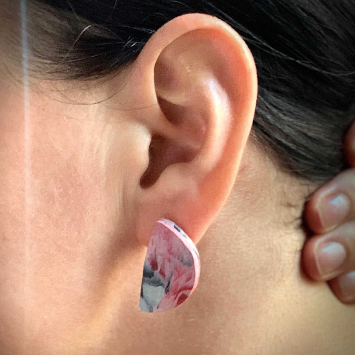 Handmade half moon earrings studs