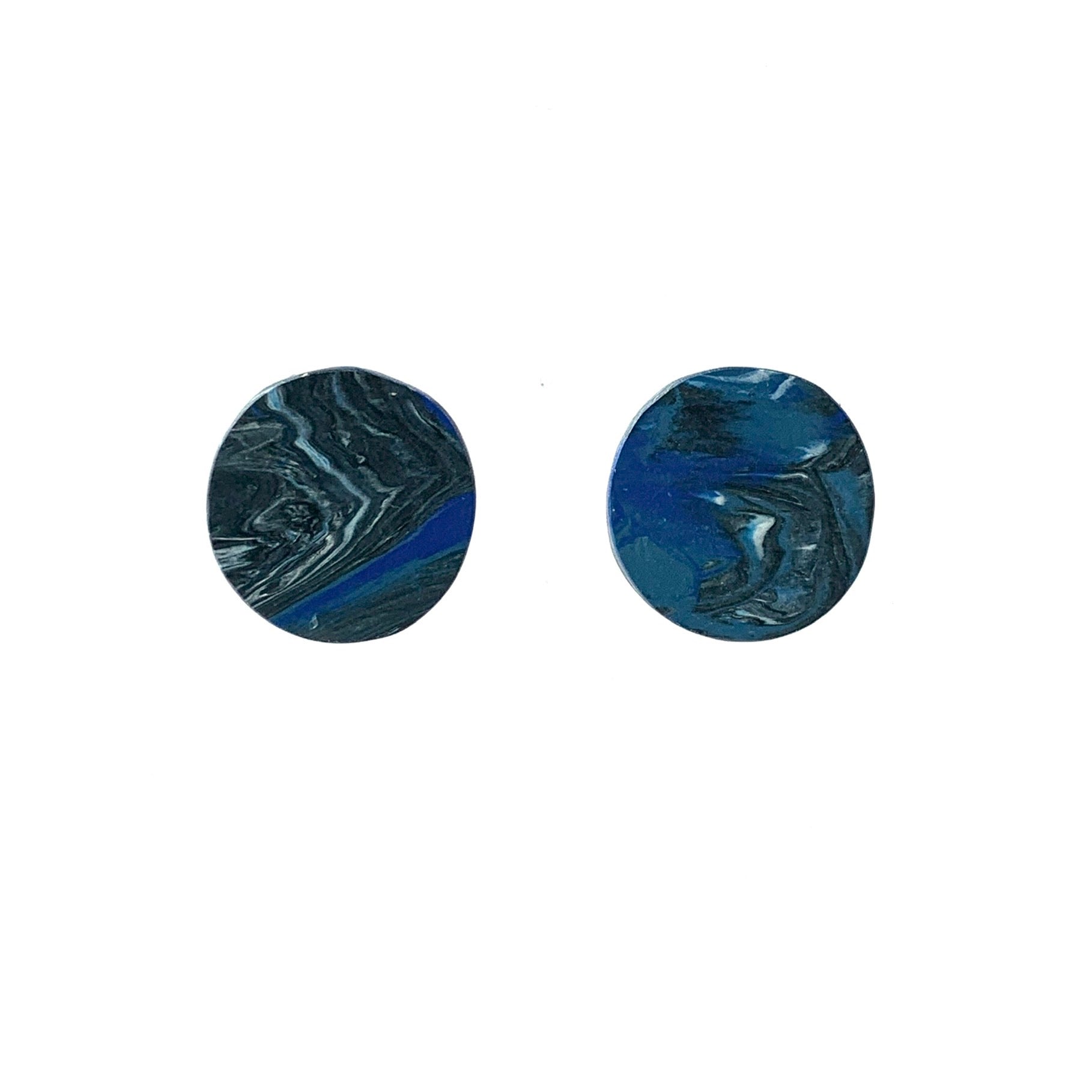 Sustainable Ecofriendly Jewellery Studs Earrings Blue nave handmade recycled