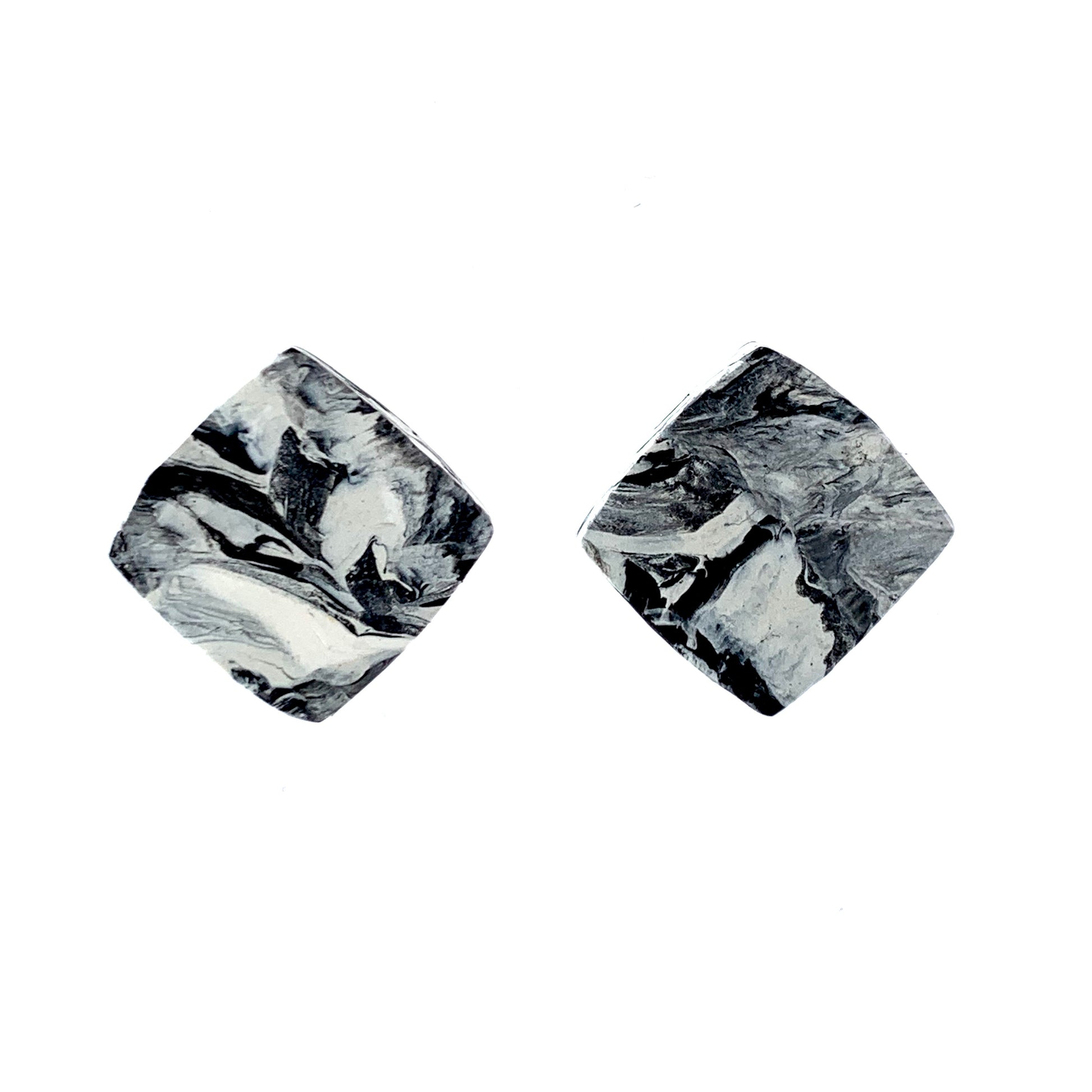 Sustainable Square Studs Black and white eco gift