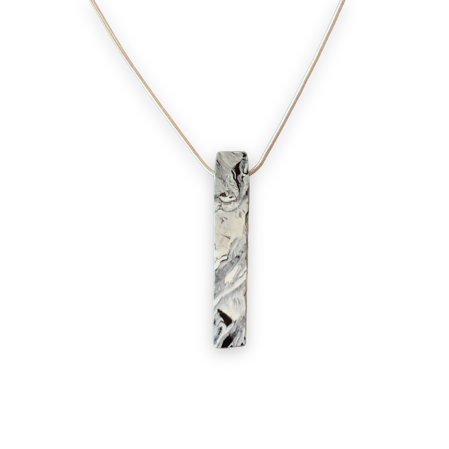 One Bar Necklace with 925 Sterling Silver Snake Chain Stone sustainable eco friendly recycled plastic