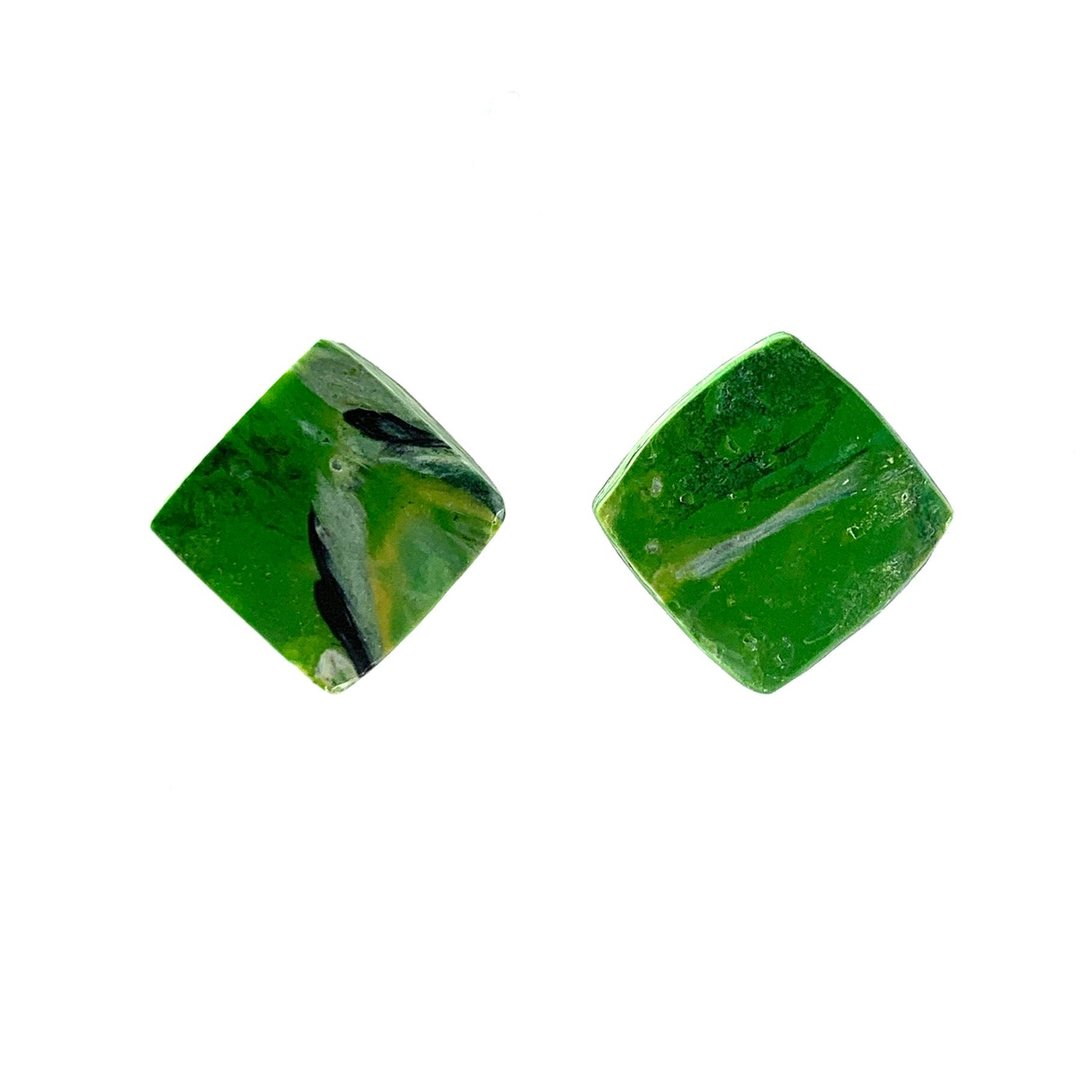 Handmade Green Studs Sustainable Recycled Plastic Green Gift for mum ecofriendly