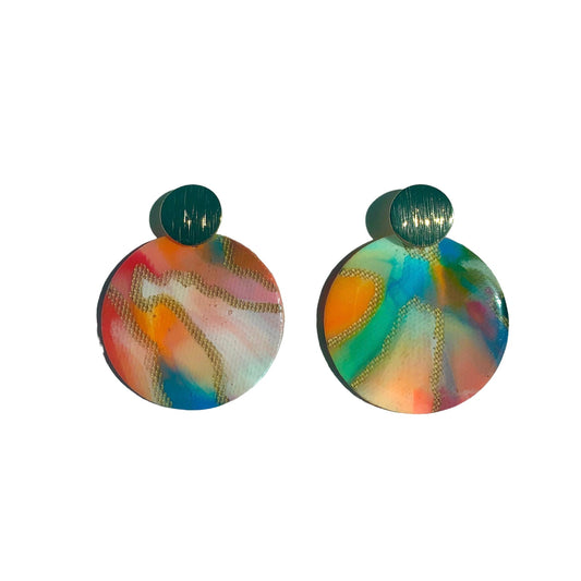 Sustainable Handmade Earrings Artesian Colourful Studs Recycled plastic eco friendly gift for her