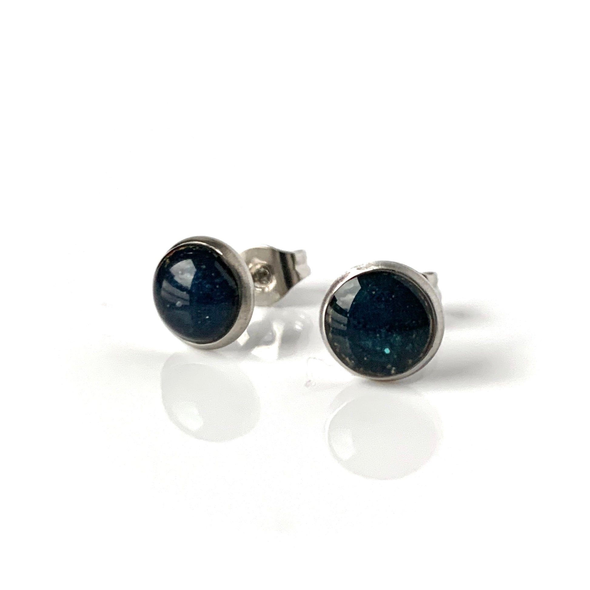 6mm Round Studs made from Painted Wine Cork Recycled materials jewellery earrings studs handmade in London by Jagoda Jay Sudak Keshani eco gift for her him
